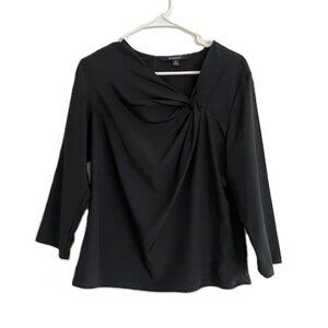 Chadwick's Black Blouse with 3/4 Sleeves and Side Zipper